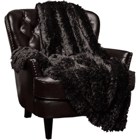 Premium Solid Faux Long Fur Throw Blanket - Soft, Fuzzy Throw Blanket - for Bed or Couch - 50" x 65' - Rose Dust