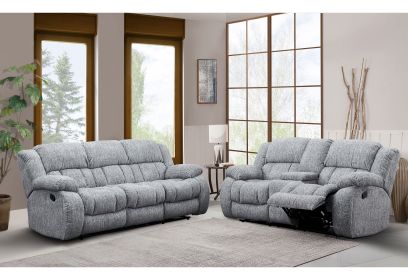 STONIC GREY RECLINING SOFA and LOVESEAT