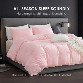 Solid Color Oversized Duvet Cover Set. Available In White And Pink.  Premium Microfiber Fabric With Hotel-grade Minimalist Design. Versatile For (Option: Pink-K)