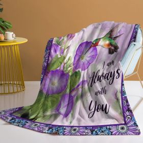 1pc Purple Morning Glory Hummingbird Print Flannel Blanket, Comfortable And Warm Home Throw For Bed, Sofa, Camping, And Multi-Scene Use With Seas (Option: 150x200cm-Purple)