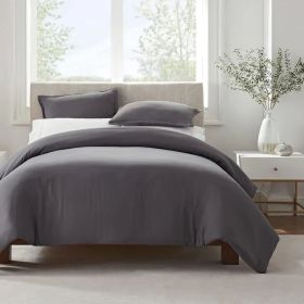 Serta Simply Clean Solid Duvet Cover King (Option: Grey)